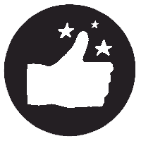 icon of thumbs up and stars