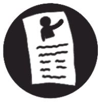 icon of a paper with a person waving