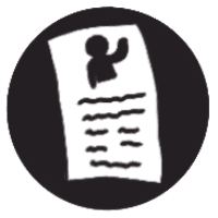 icon of a paper with a person waving